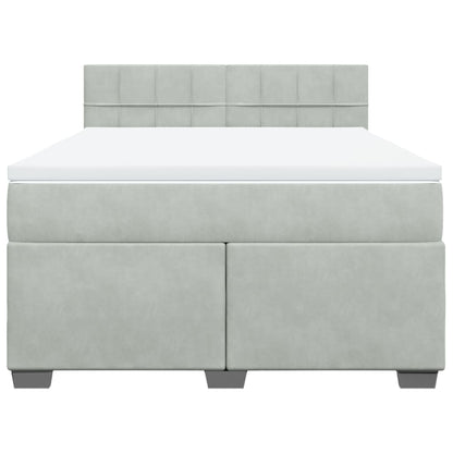Boxspring met matras fluweel lichtgrijs 140x200 cm
