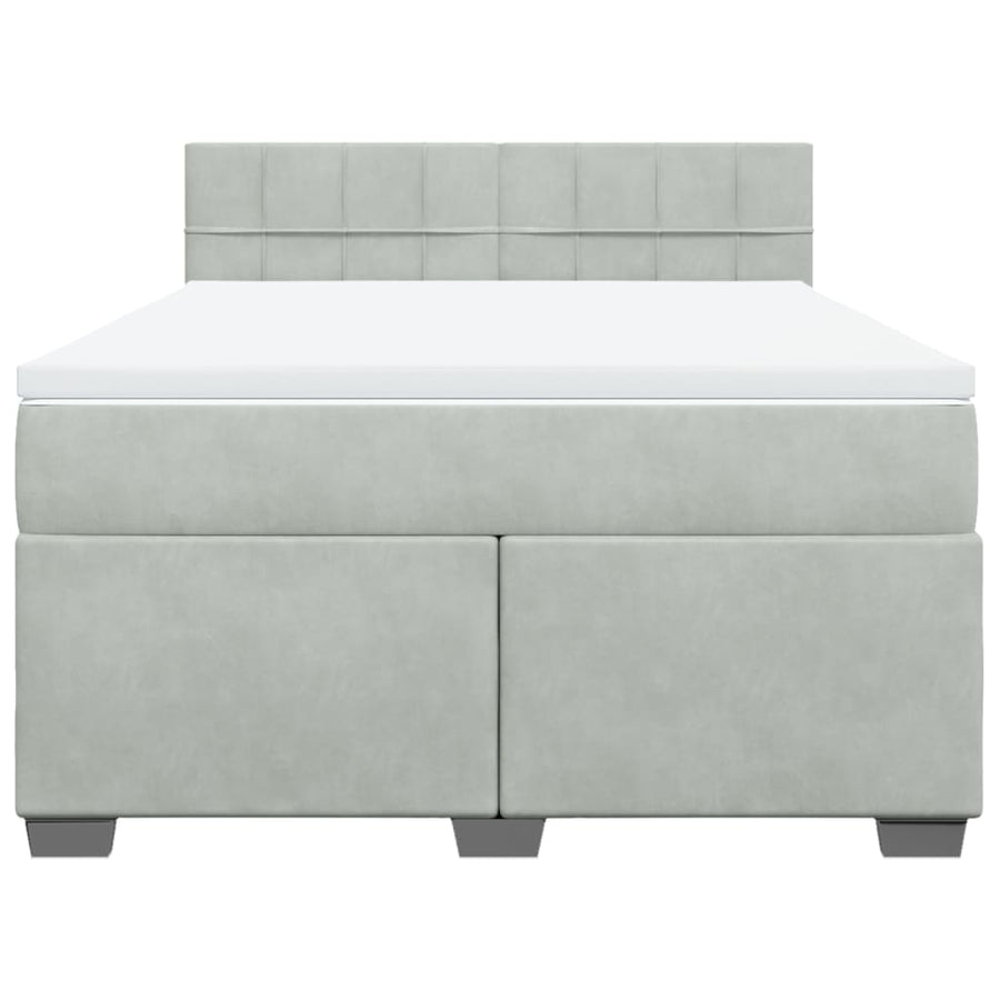 Boxspring met matras fluweel lichtgrijs 140x200 cm