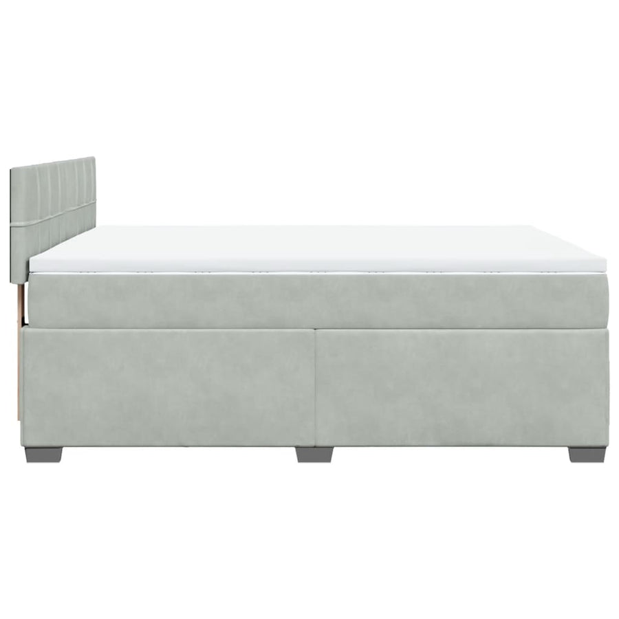 Boxspring met matras fluweel lichtgrijs 140x200 cm