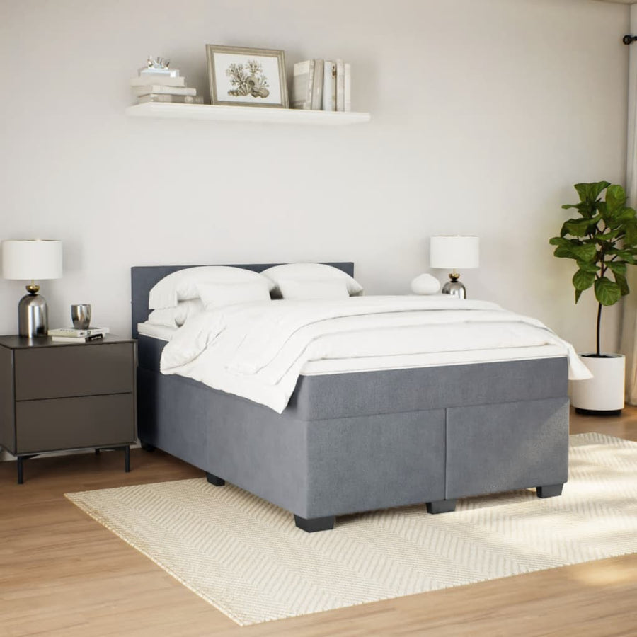 Boxspring met matras fluweel donkergrijs 140x200 cm