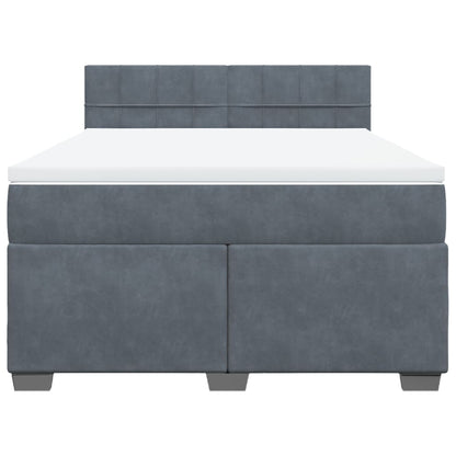 Boxspring met matras fluweel donkergrijs 140x200 cm