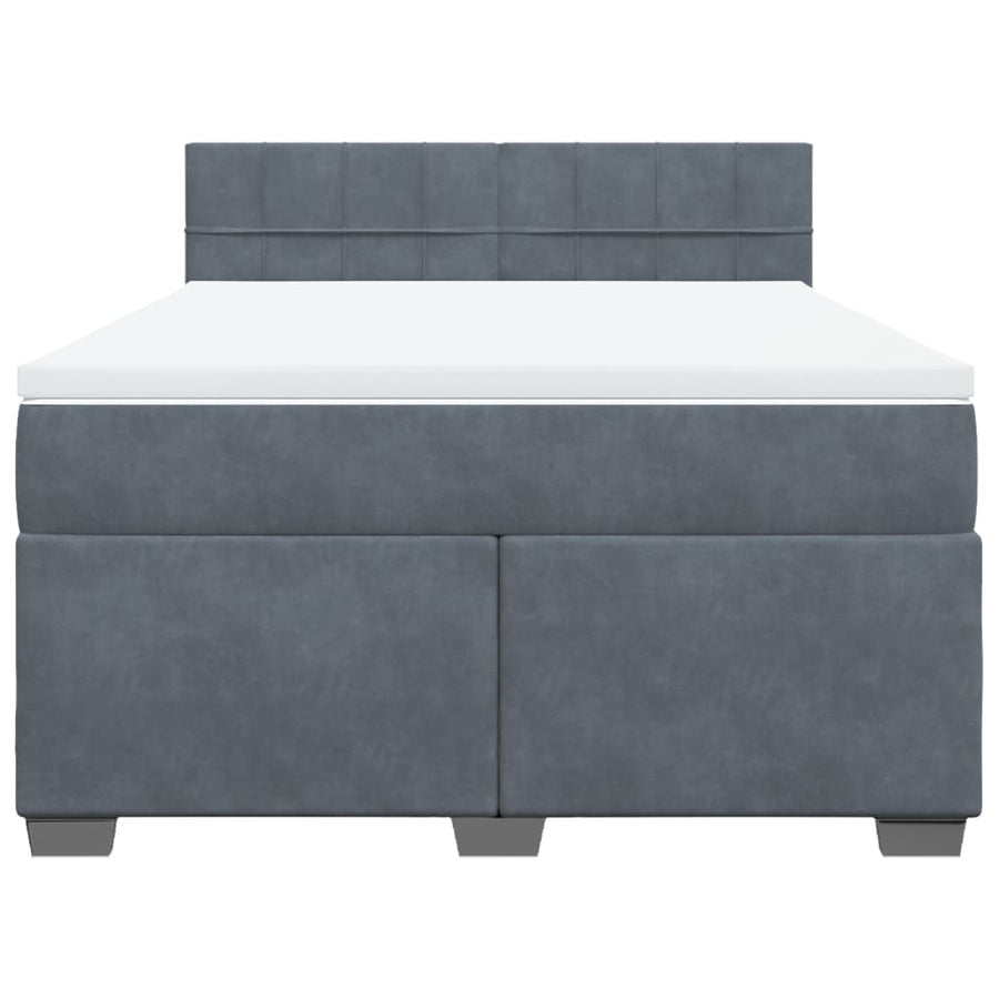 Boxspring met matras fluweel donkergrijs 140x200 cm