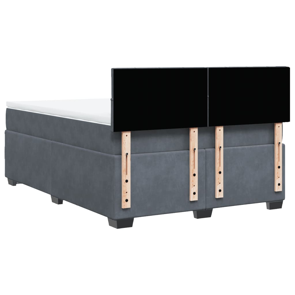 Boxspring met matras fluweel donkergrijs 140x200 cm