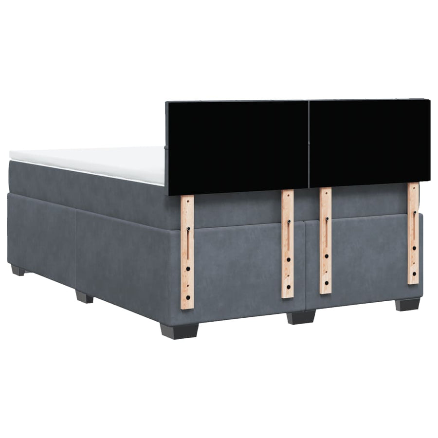 Boxspring met matras fluweel donkergrijs 140x200 cm