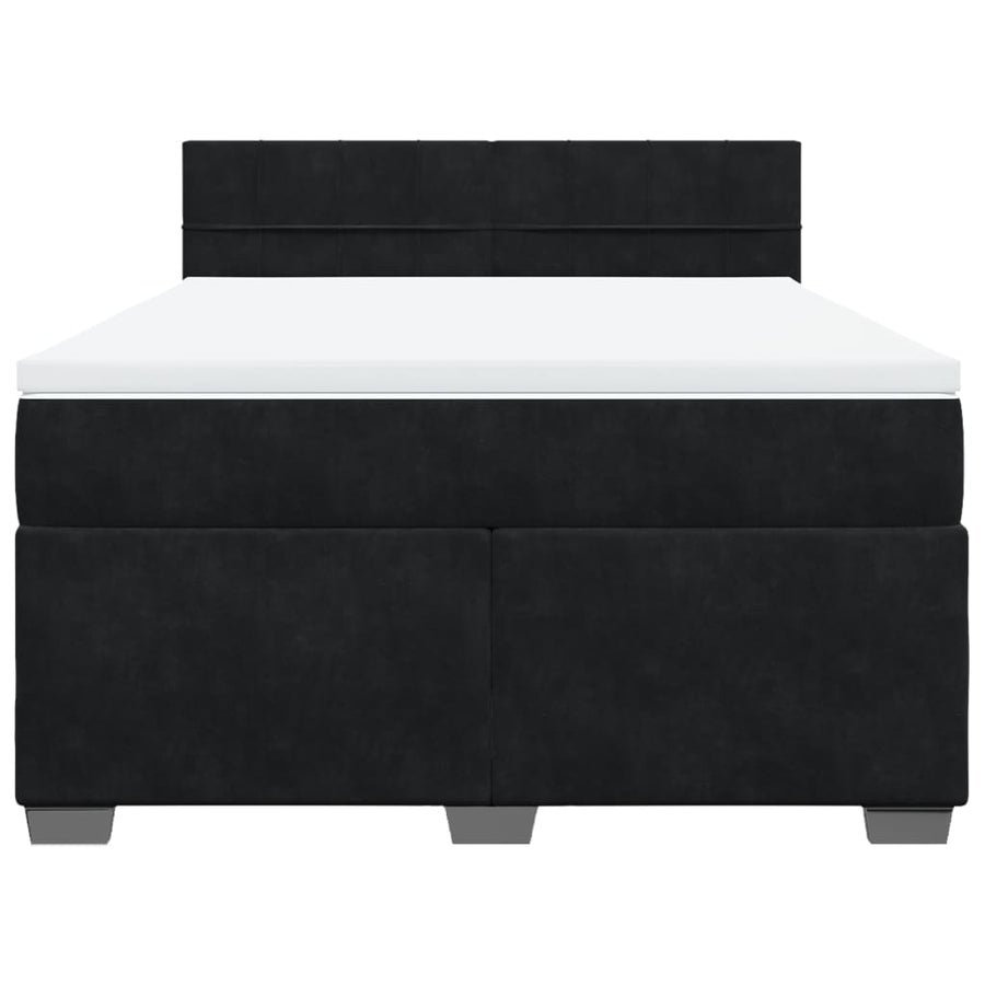 Boxspring met matras fluweel zwart 140x200 cm