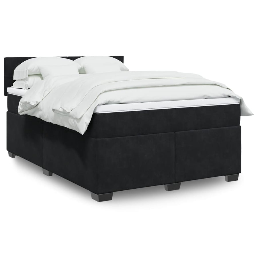 Boxspring met matras fluweel zwart 140x200 cm