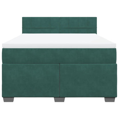 Boxspring met matras fluweel donkergroen 140x200 cm