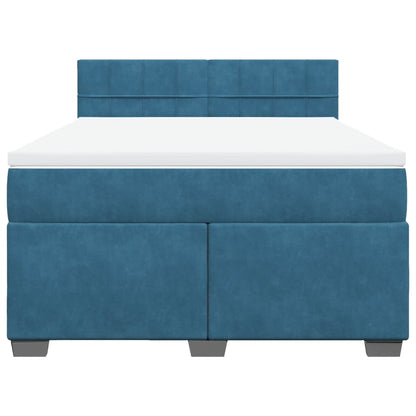 Boxspring met matras fluweel donkerblauw 140x200 cm