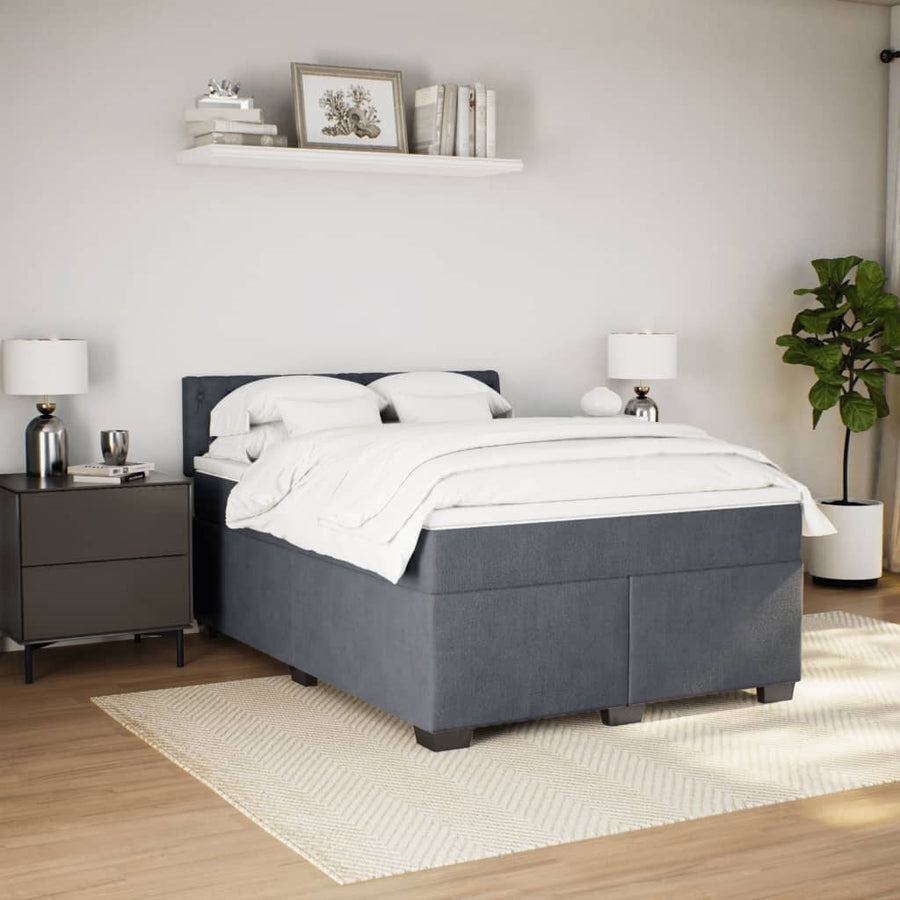 Boxspring met matras fluweel donkergrijs 140x200 cm