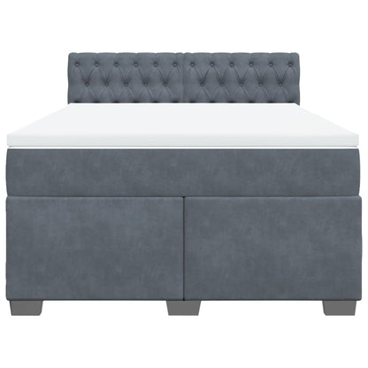 Boxspring met matras fluweel donkergrijs 140x200 cm