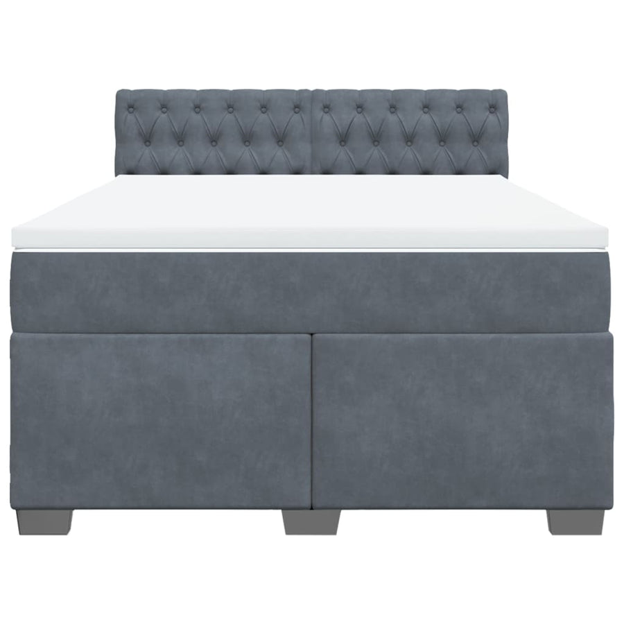 Boxspring met matras fluweel donkergrijs 140x200 cm