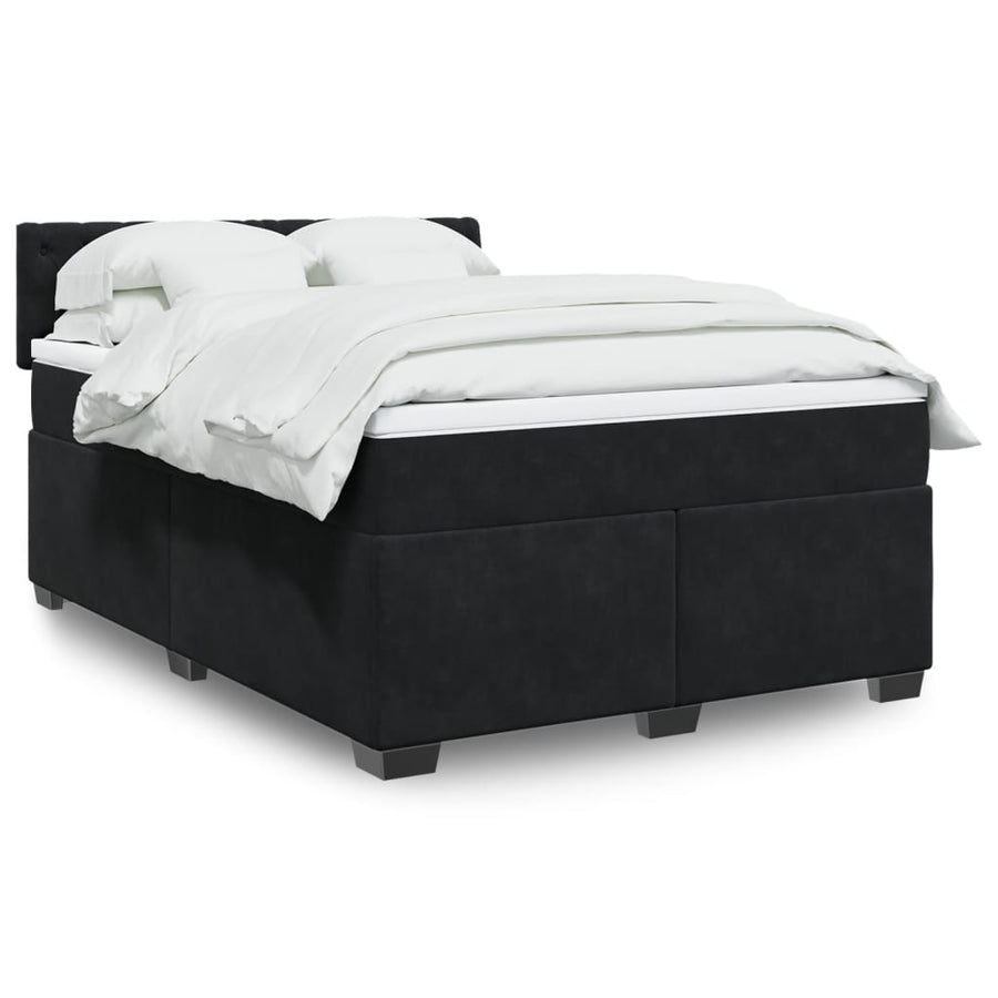 Boxspring met matras fluweel zwart 140x200 cm