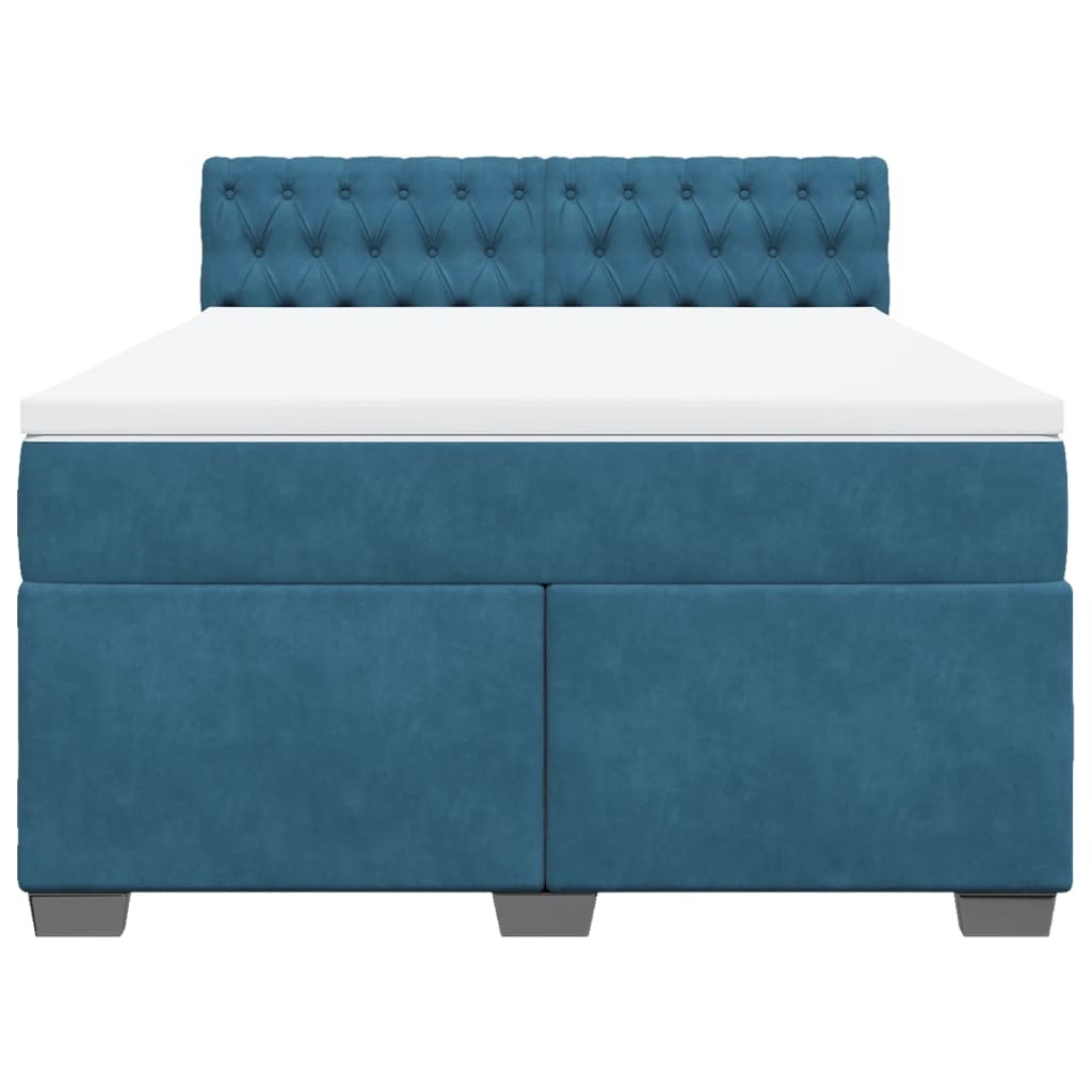 Boxspring met matras fluweel donkerblauw 140x200 cm