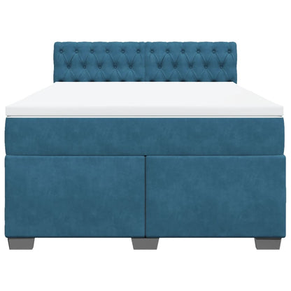 Boxspring met matras fluweel donkerblauw 140x200 cm