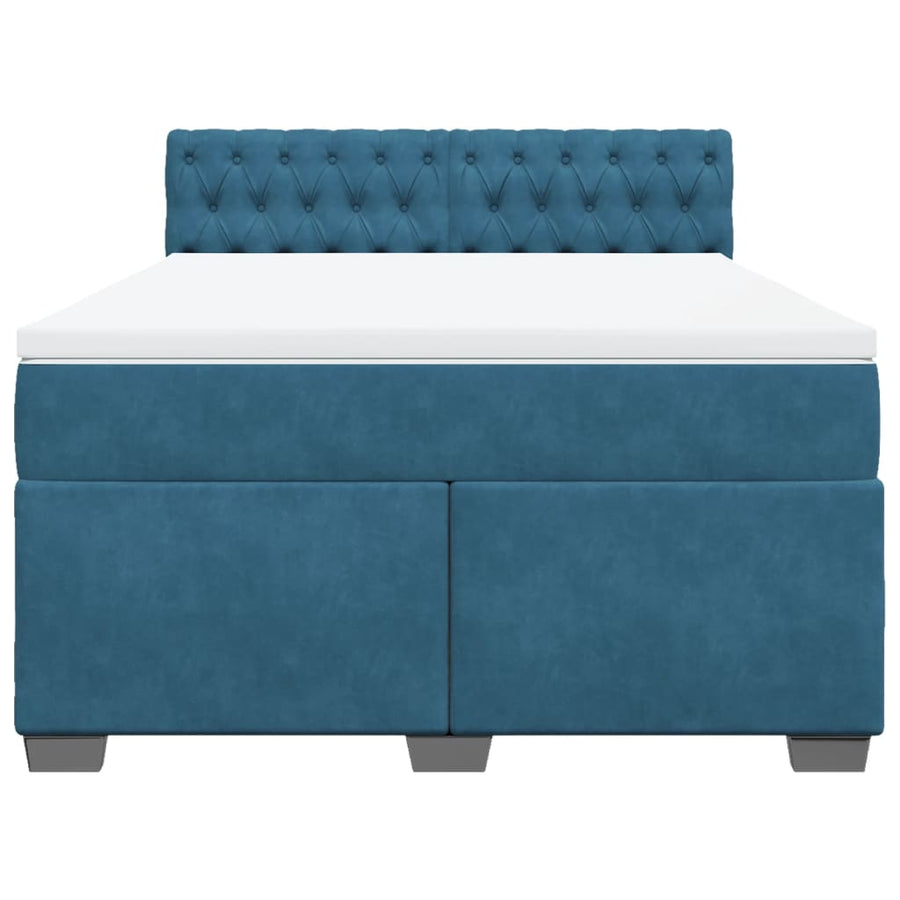 Boxspring met matras fluweel donkerblauw 140x200 cm