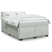 Box spring with velvet mattress light grey 140x200 cm
