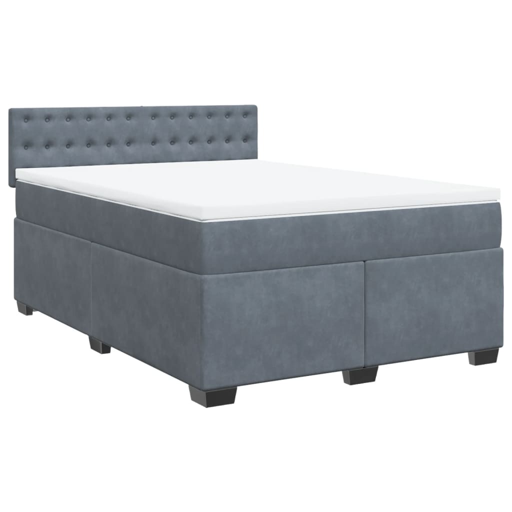 Boxspring met matras fluweel donkergrijs 140x200 cm