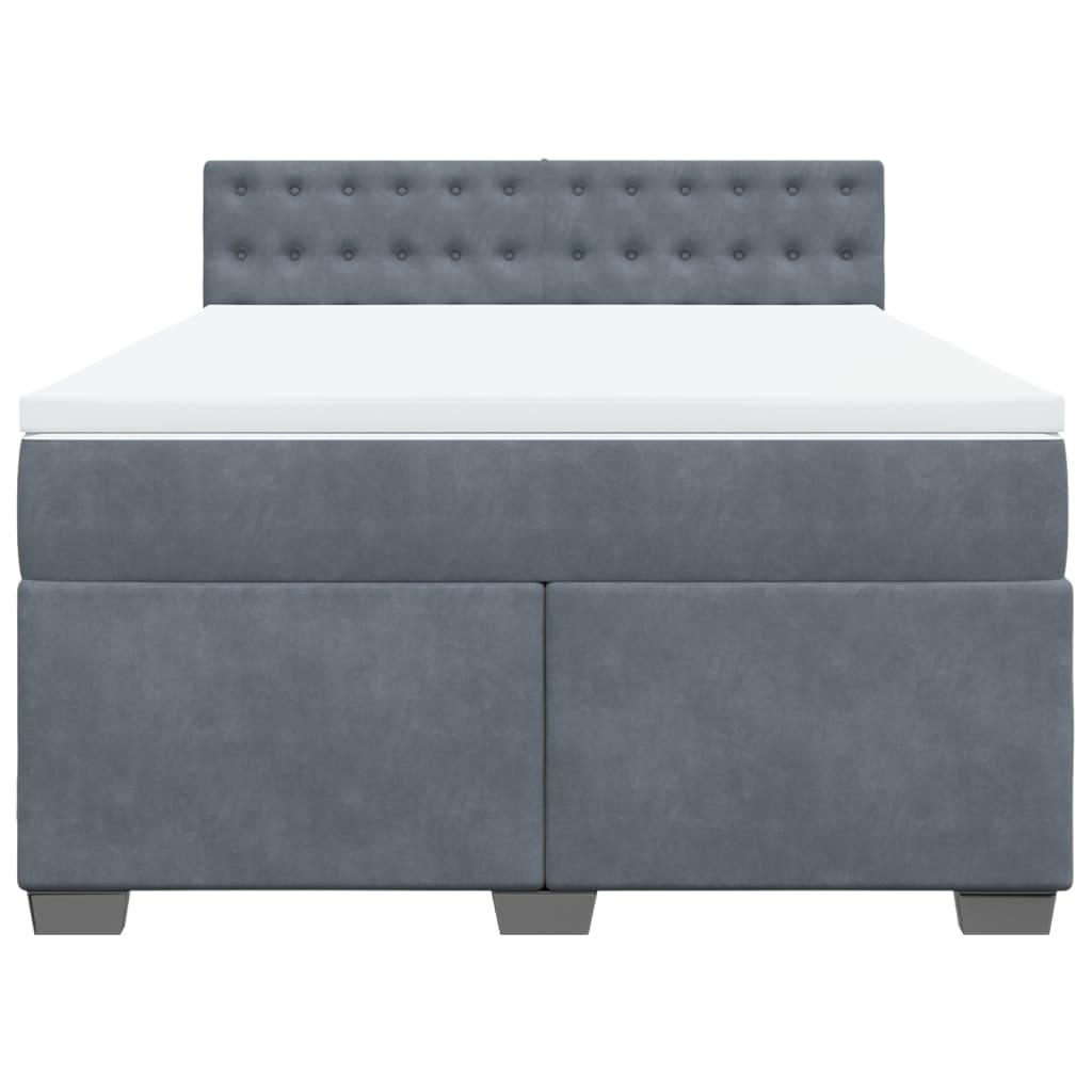 Boxspring met matras fluweel donkergrijs 140x200 cm