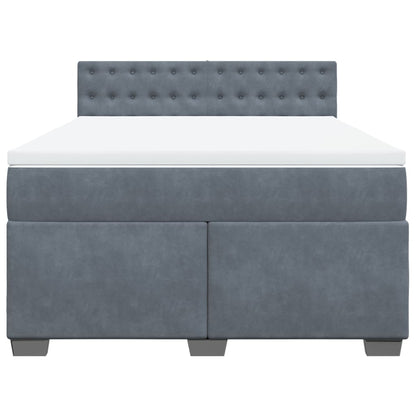 Boxspring met matras fluweel donkergrijs 140x200 cm