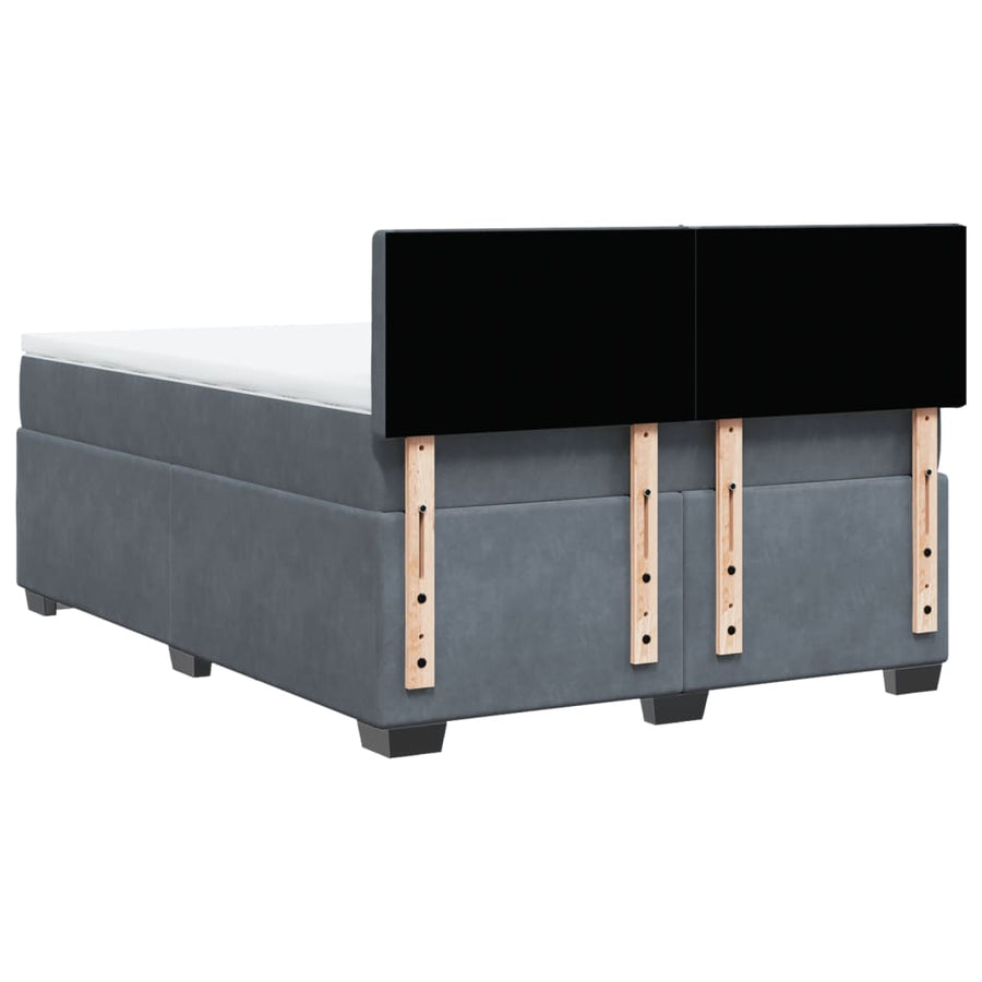 Boxspring met matras fluweel donkergrijs 140x200 cm