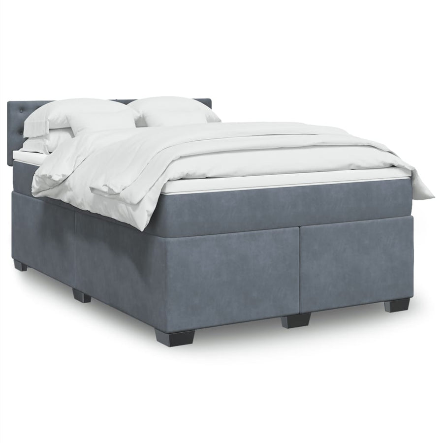 Boxspring met matras fluweel donkergrijs 140x200 cm