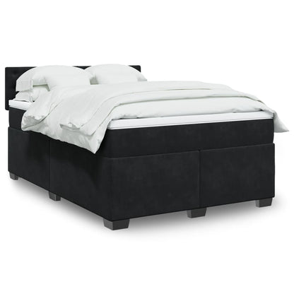 Boxspring met matras fluweel zwart 140x200 cm
