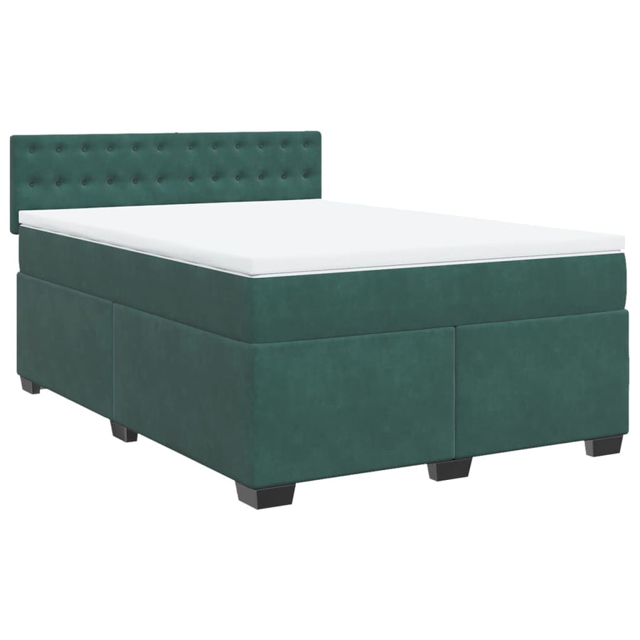 Boxspring met matras fluweel donkergroen 140x200 cm
