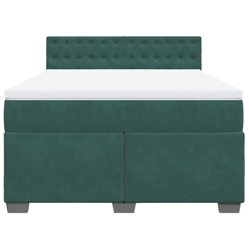Boxspring met matras fluweel donkergroen 140x200 cm