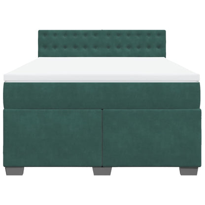 Boxspring met matras fluweel donkergroen 140x200 cm
