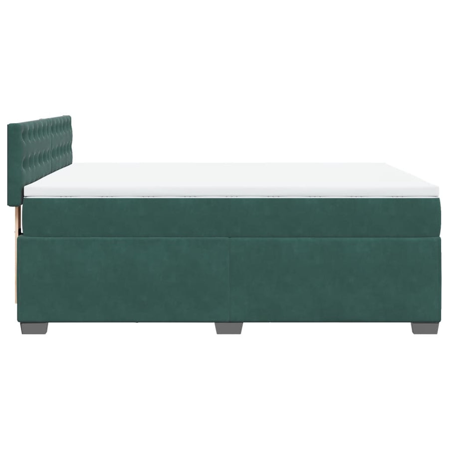 Boxspring met matras fluweel donkergroen 140x200 cm