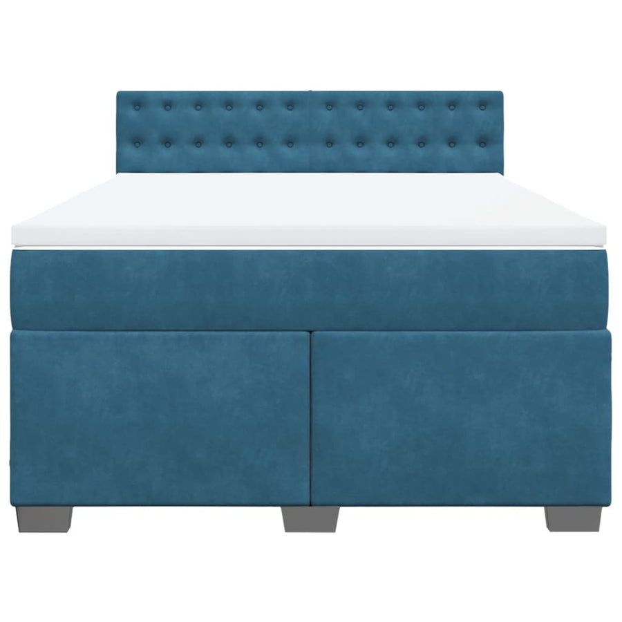 Boxspring met matras fluweel donkerblauw 140x200 cm