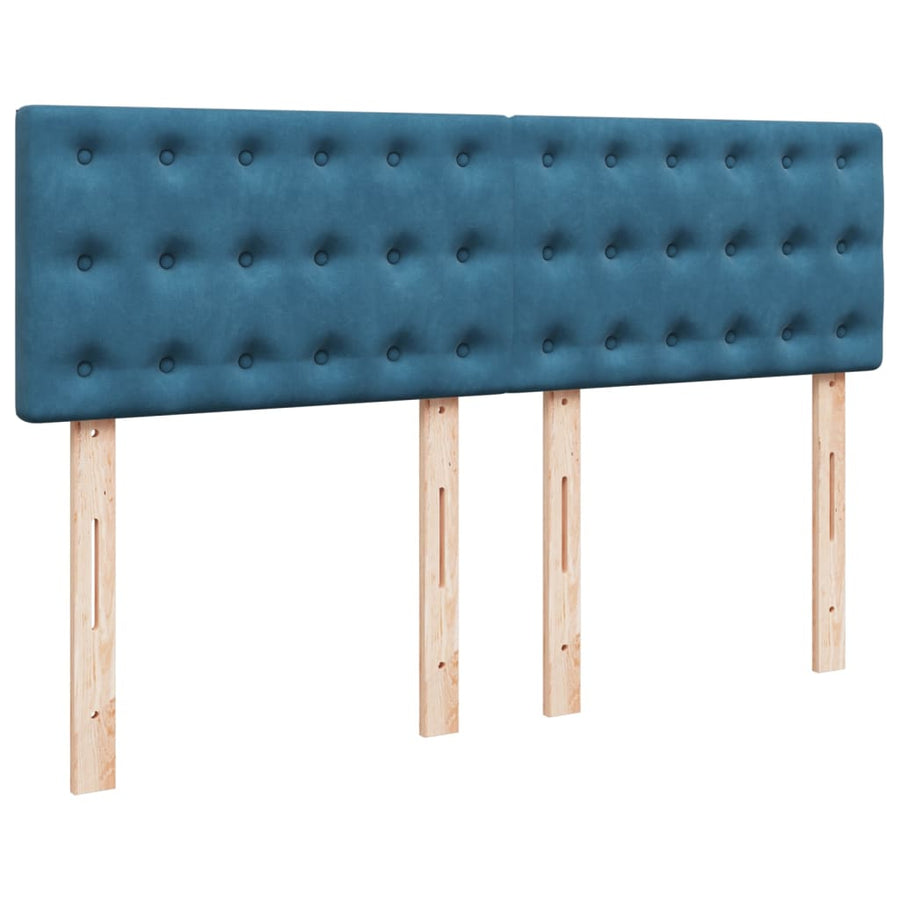 Boxspring met matras fluweel donkerblauw 140x200 cm