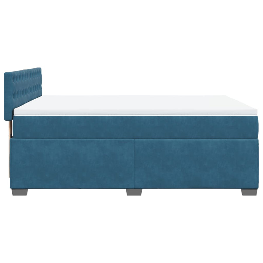 Boxspring met matras fluweel donkerblauw 140x200 cm