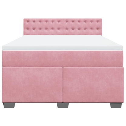 Boxspring met matras fluweel donkerroze 140x200 cm