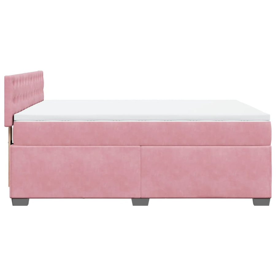 Boxspring met matras fluweel donkerroze 140x200 cm