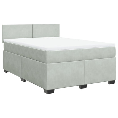 Boxspring met matras fluweel lichtgrijs 160x200 cm
