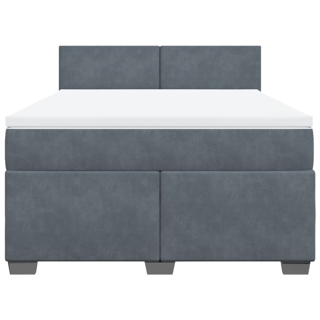 Boxspring met matras fluweel donkergrijs 160x200 cm