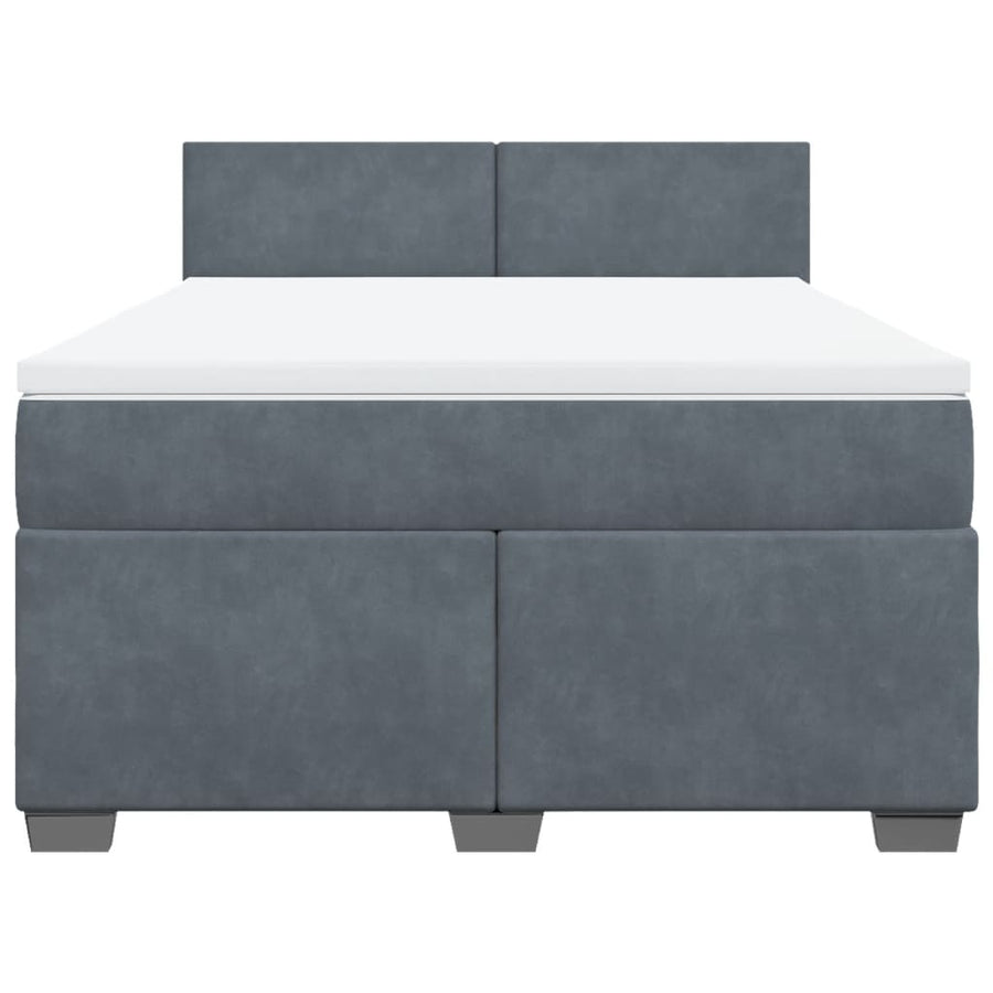 Boxspring met matras fluweel donkergrijs 160x200 cm