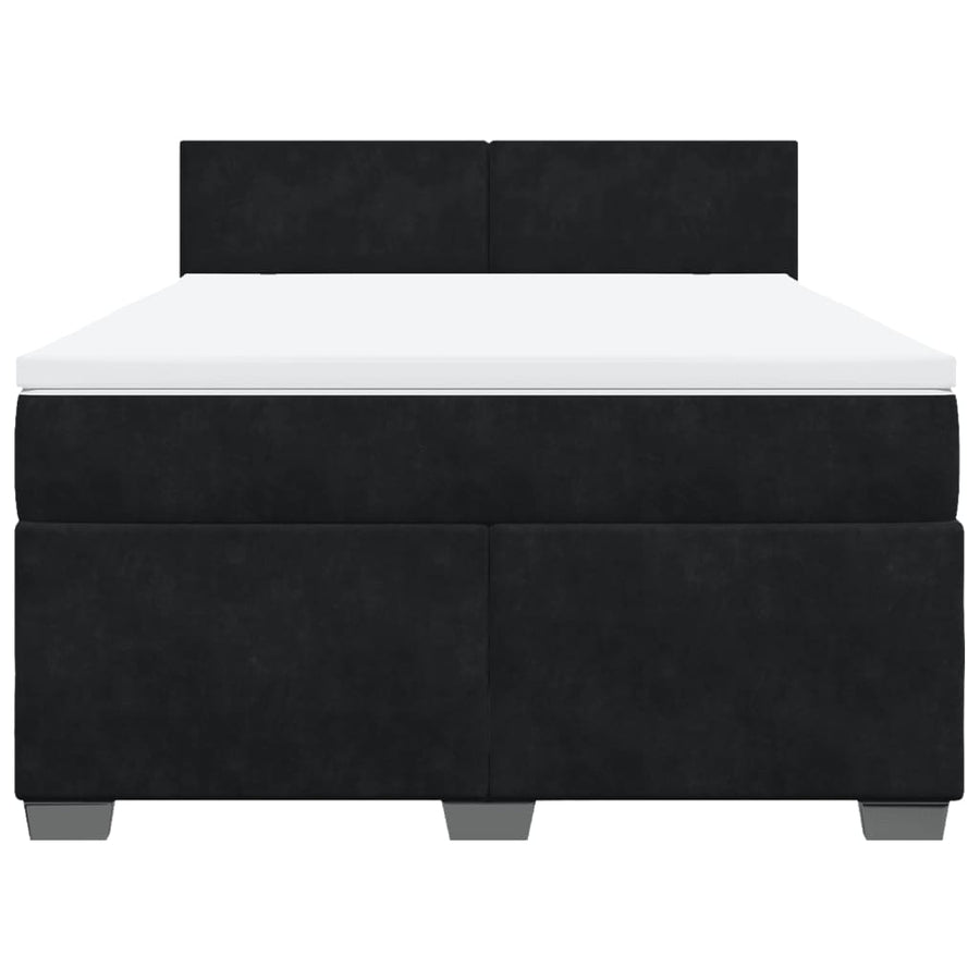 Boxspring met matras fluweel zwart 160x200 cm