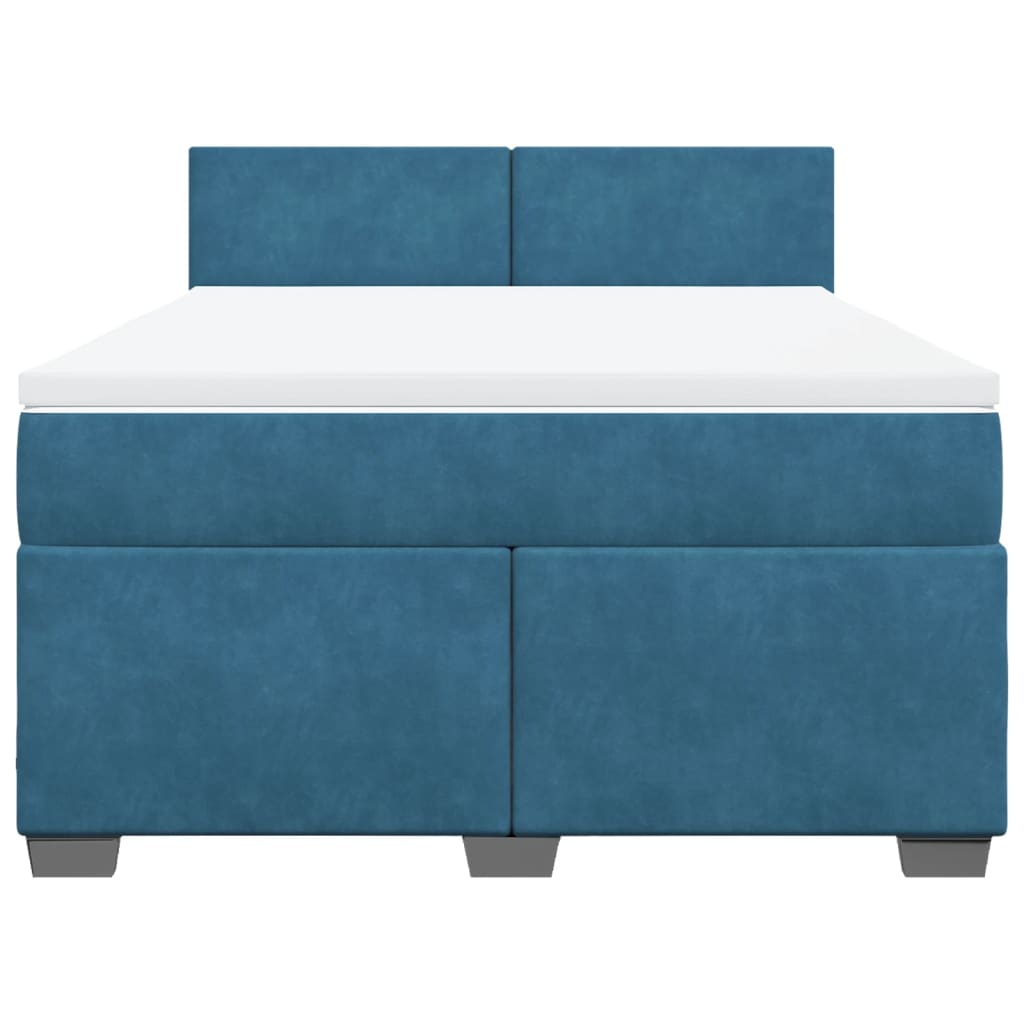 Boxspring met matras fluweel blauw 160x200 cm