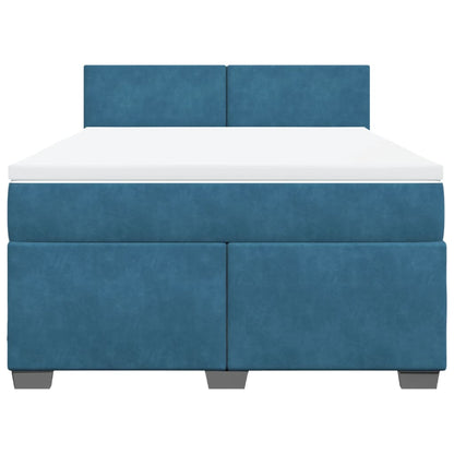 Boxspring met matras fluweel blauw 160x200 cm