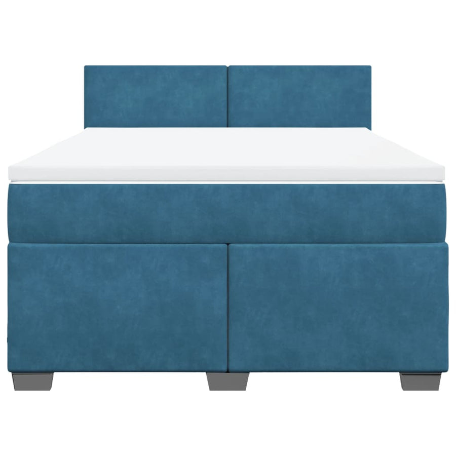 Boxspring met matras fluweel blauw 160x200 cm
