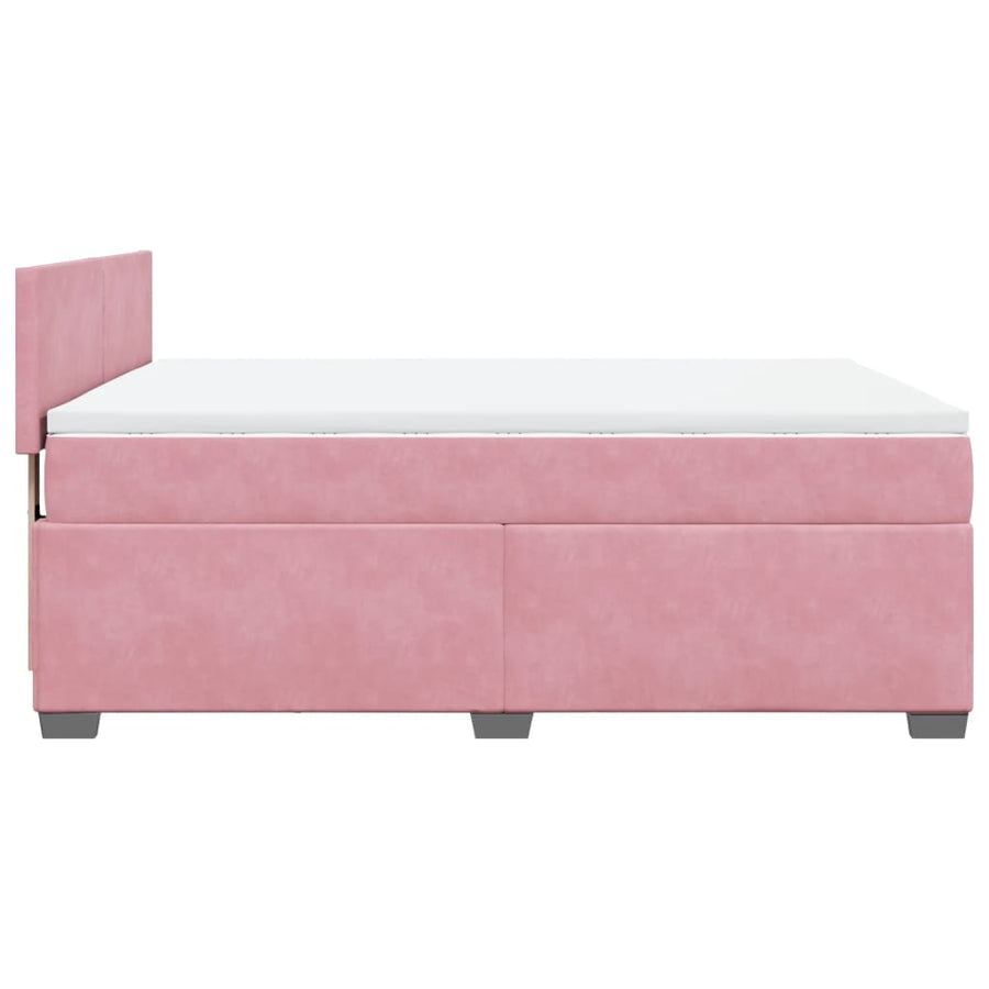 Boxspring met matras fluweel roze 160x200 cm