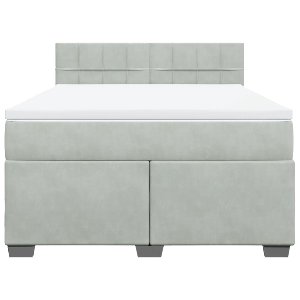 Boxspring met matras fluweel lichtgrijs 160x200 cm