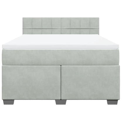 Boxspring met matras fluweel lichtgrijs 160x200 cm