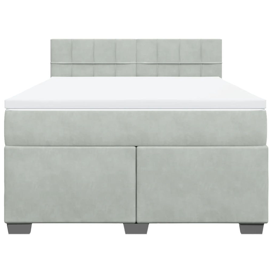 Boxspring met matras fluweel lichtgrijs 160x200 cm