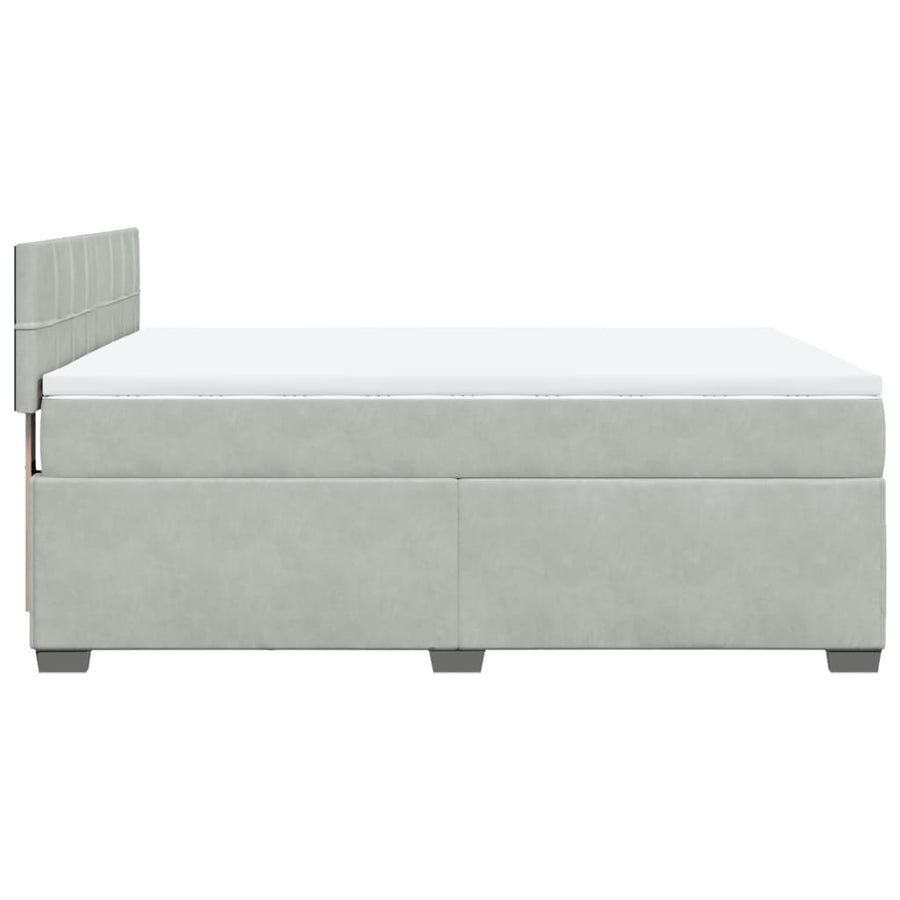 Boxspring met matras fluweel lichtgrijs 160x200 cm