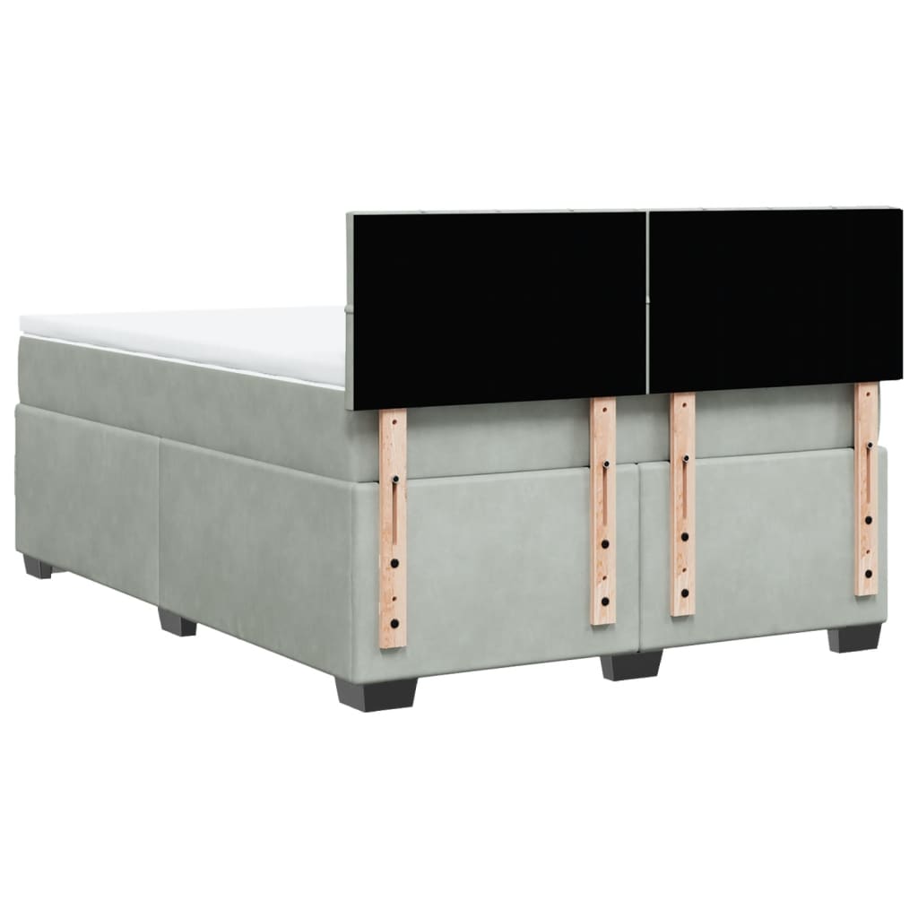 Boxspring met matras fluweel lichtgrijs 160x200 cm