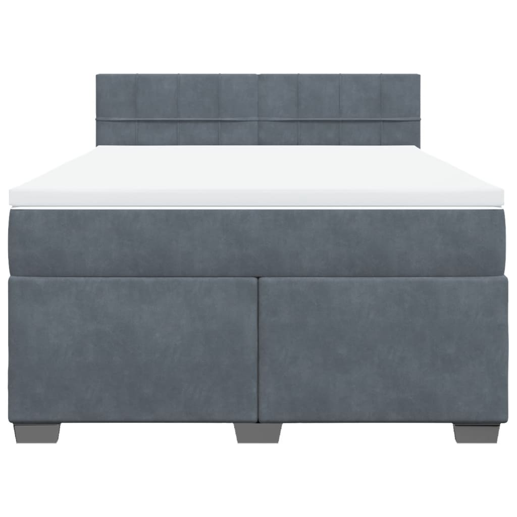 Boxspring met matras fluweel donkergrijs 160x200 cm