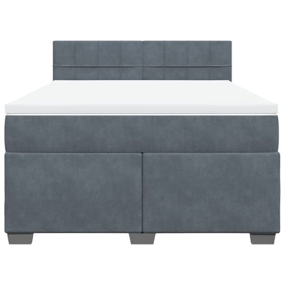 Boxspring met matras fluweel donkergrijs 160x200 cm